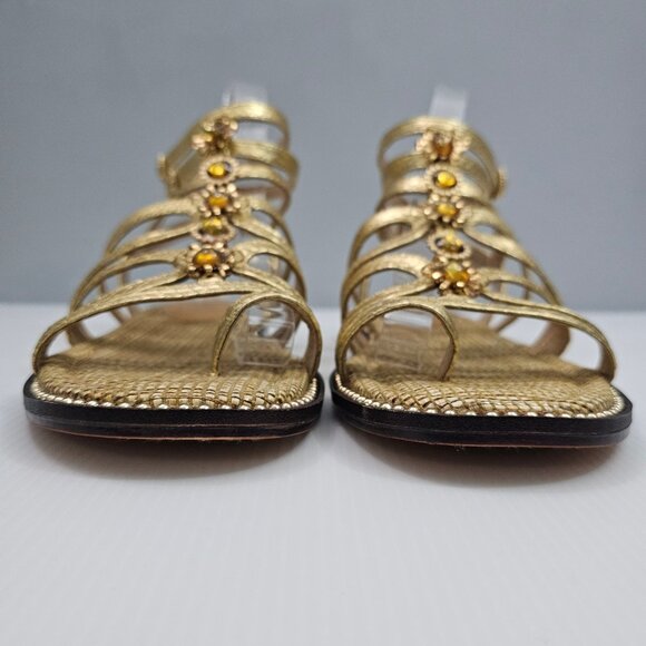 Sam Edelman Tianna Gladiator Sandal Womens 8 Gold Embellished Ankle Strap NEW - Picture 8 of 15